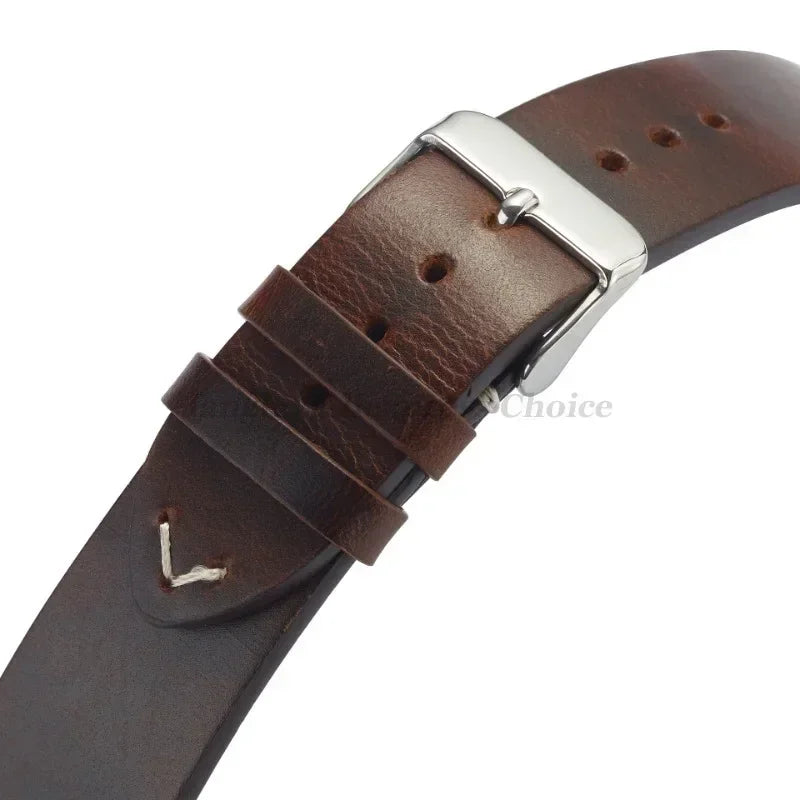 Echtleder Uhrenarmband Vintage 18-24mm mit Schnellverschluss und Edelstahl