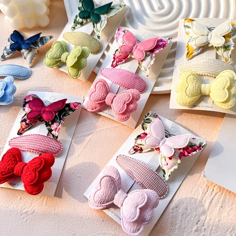 Bunte Doppel-Schicht Schmetterling Haar Clips für Mädchen