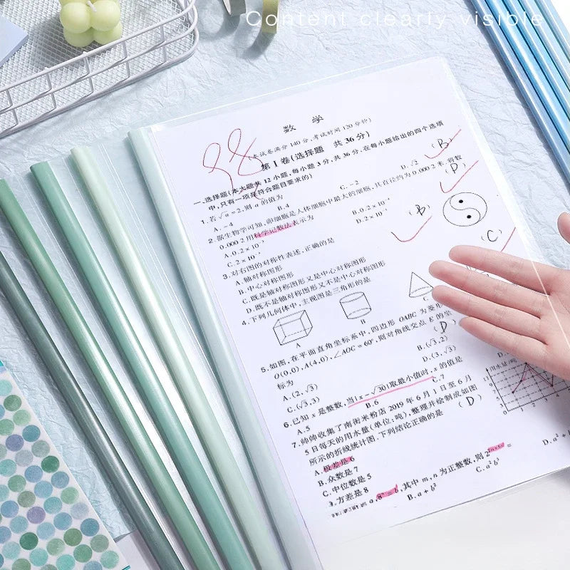 10 Stück A4 Dokumentenmappen Klarsicht mit Zugstange für Büro - Schule
