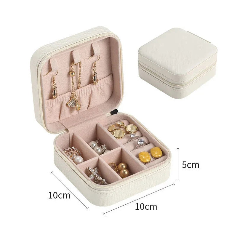 Tragbare Leder Schmuck Organizer für Reisen - Ringe, Ketten, Ohrringe sicher verstauen