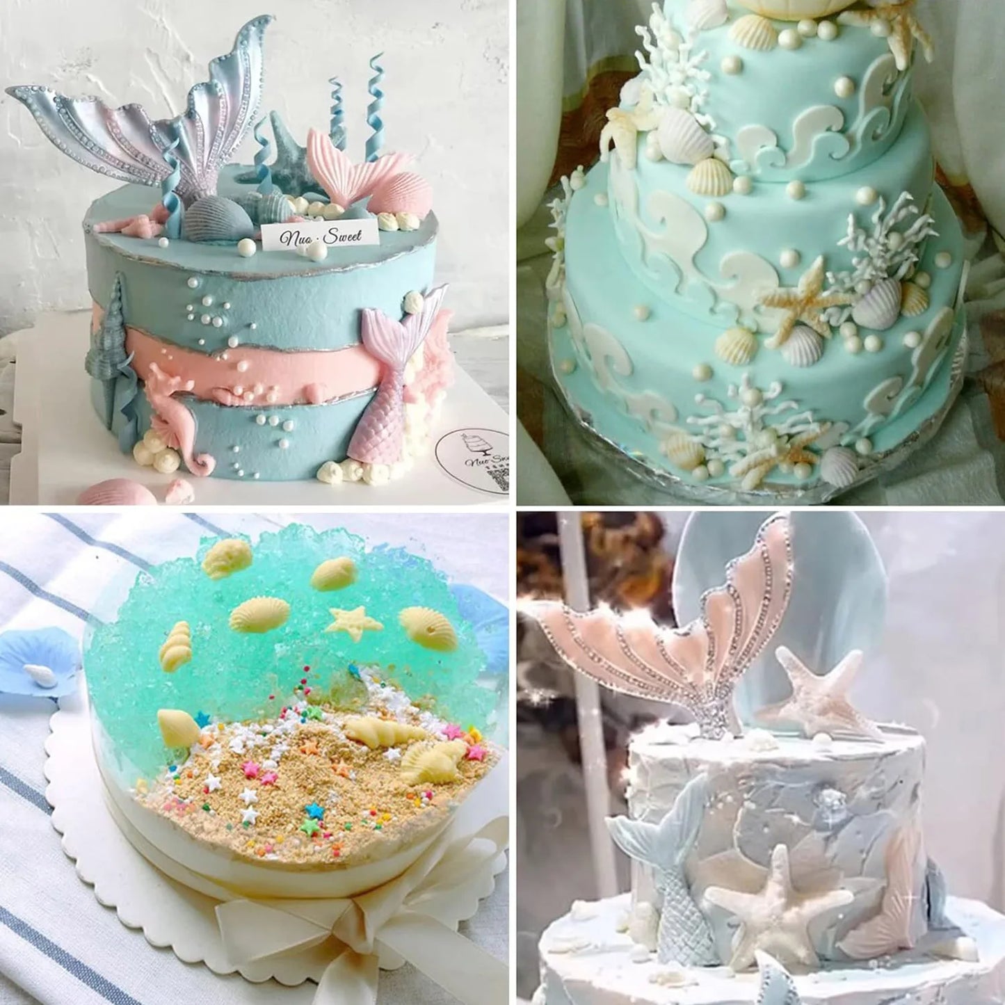 Meerjungfrau Fondant-Form Set 3-tlg.: Flexible Silikonformen für kreative Kuchen
