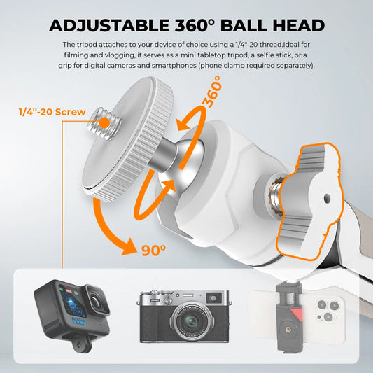 Mini ausziehbarer Desktop-Stativgriff mit flexiblem Kugelkopf und 1 4 Zoll Schraube