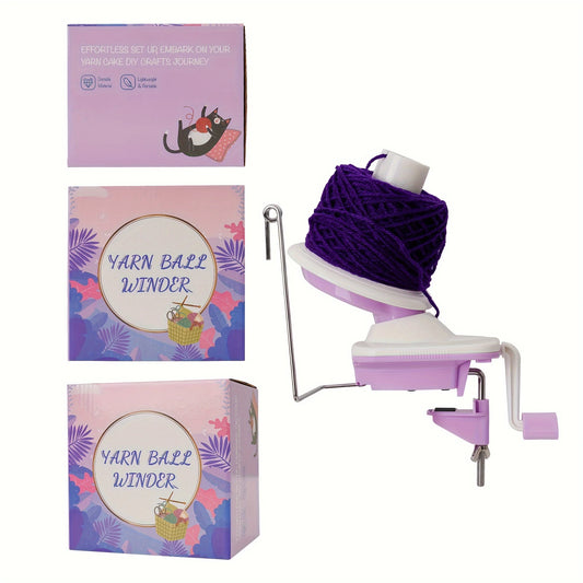 Handkurbel Garnwickler rosa lila Kugelwickler für Strick und Häkelgarn