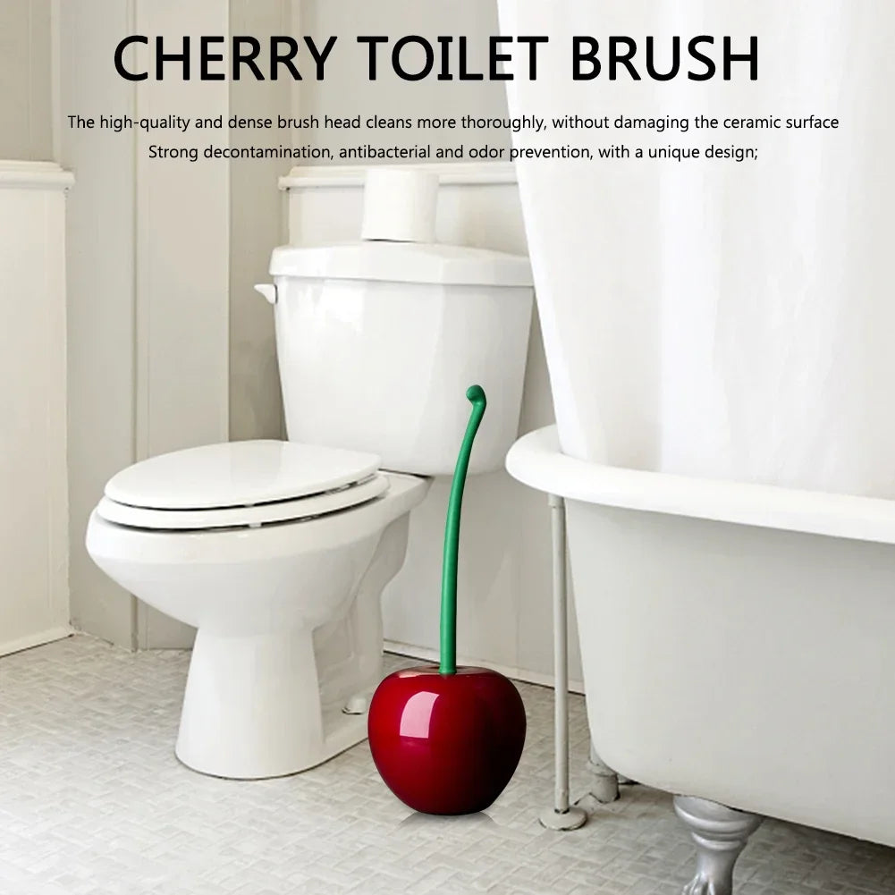 Frische Badpflege: Kirschförmige Toilettenbürste mit langem Griff & Nylonborsten