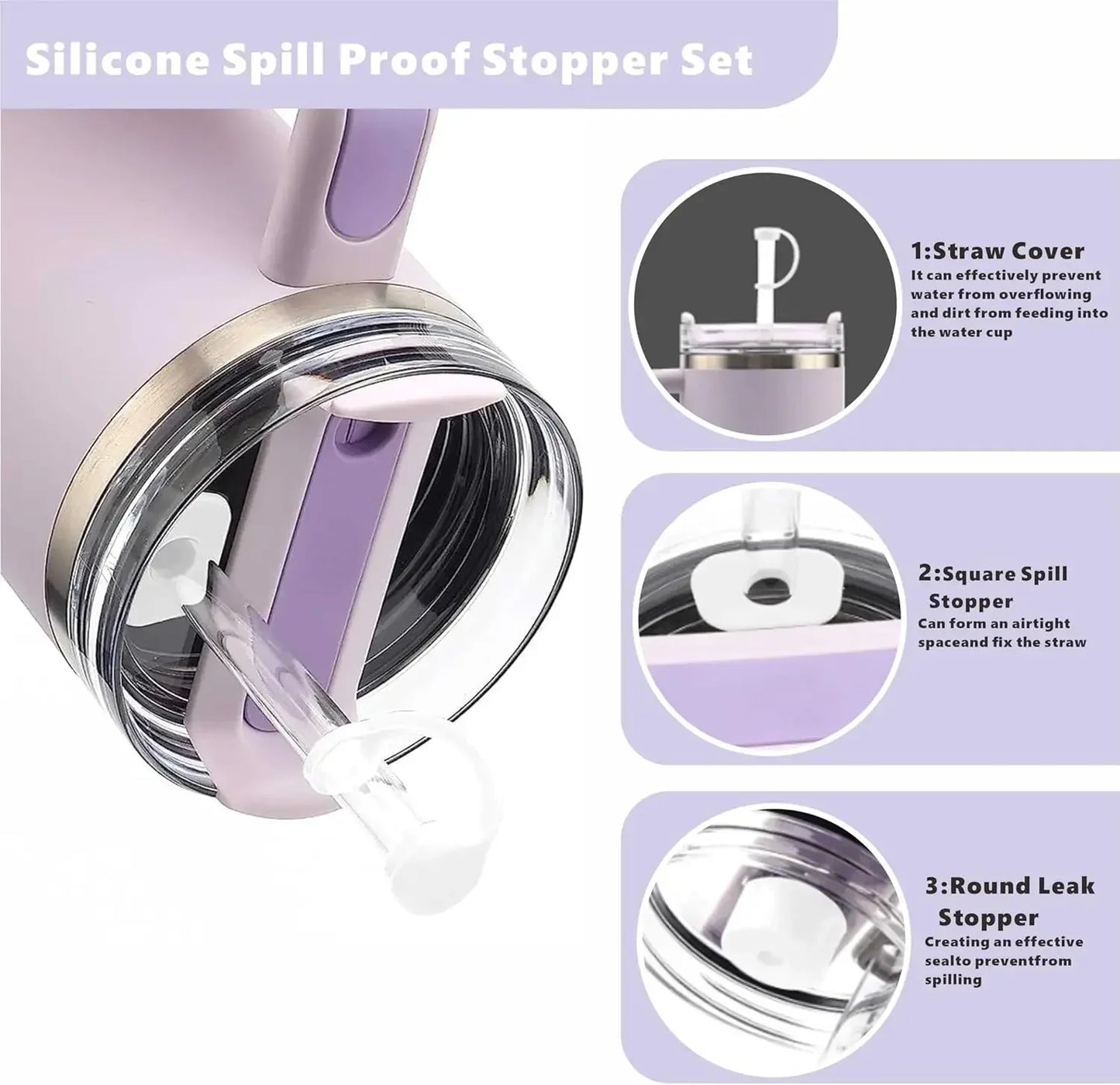 Praktisches 11-teiliges Zubehör-Set mit Silikonstopper - Strohhalm für 30/40oz Becher