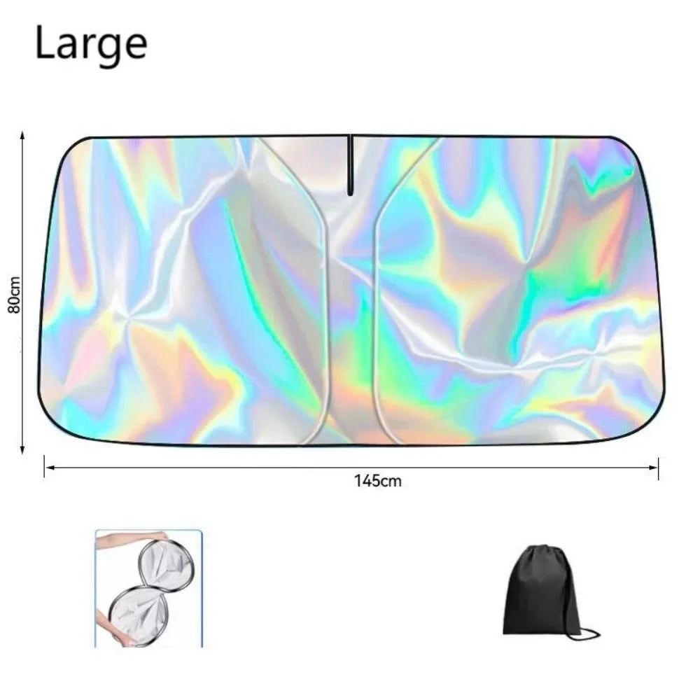 Effektiver UV- - Hitzeschutz: Faltbarer Auto Frontscheiben-Sonnenschutz mit Laser-Design
