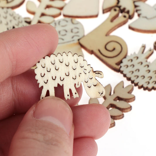 50 Holz Ornamente Tiere lasergeschnitten zum Basteln und Dekorieren