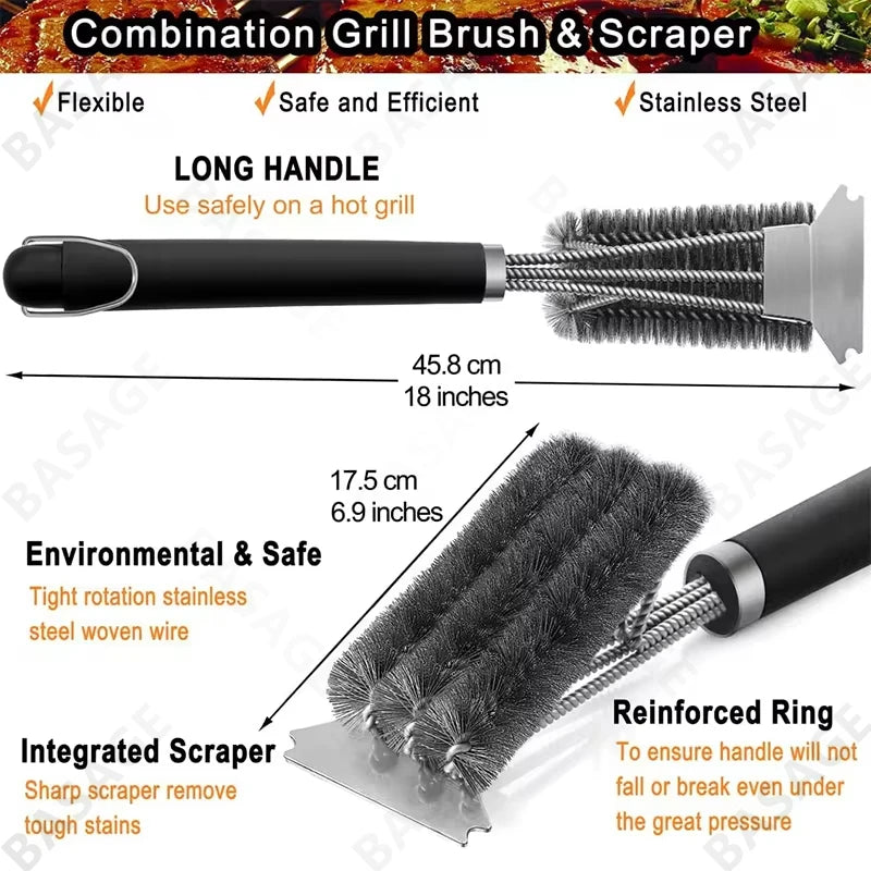 Borstenfreie Edelstahl-Grillbürste – Sicher - rostbeständig für sauberen Grillspaß