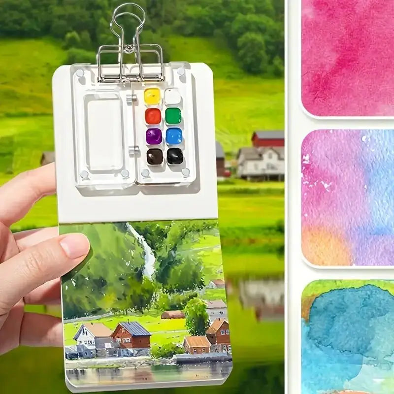 Tragbares Mini Aquarell Farbbox Set mit Skizzenbuch und PE-Palette