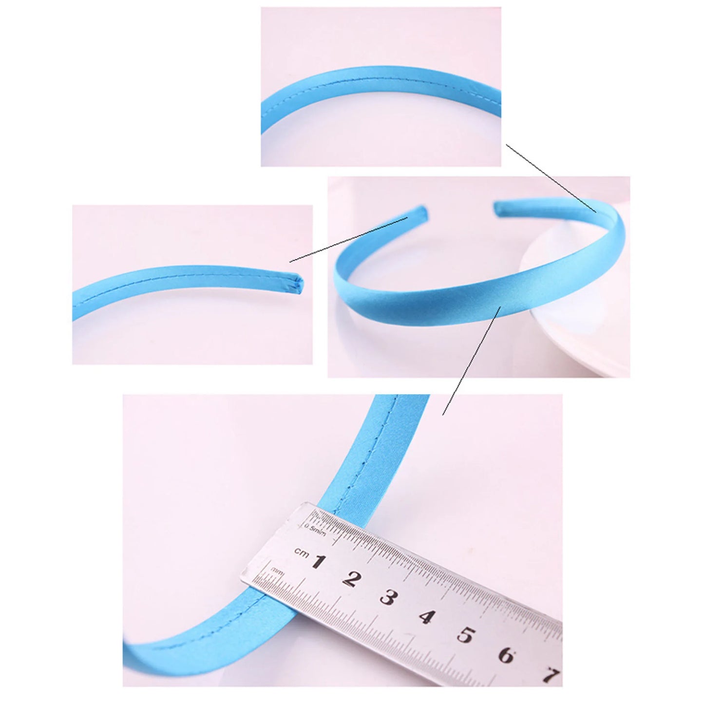 Stoffbezogenes Haarband 1 cm Breite Unisex 10/60 Stück bunte Farben