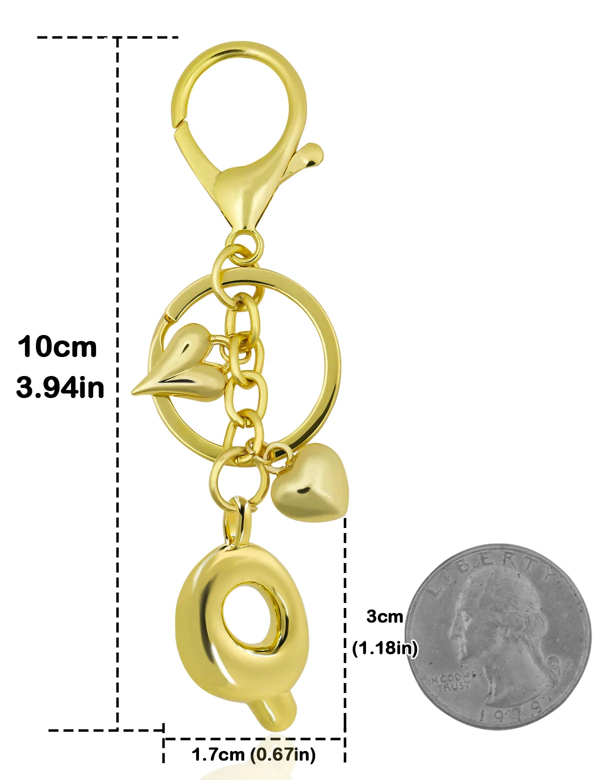 Personalisierter 18K Gold Schlüsselanhänger mit Herz – Blasenbuchstaben Damen