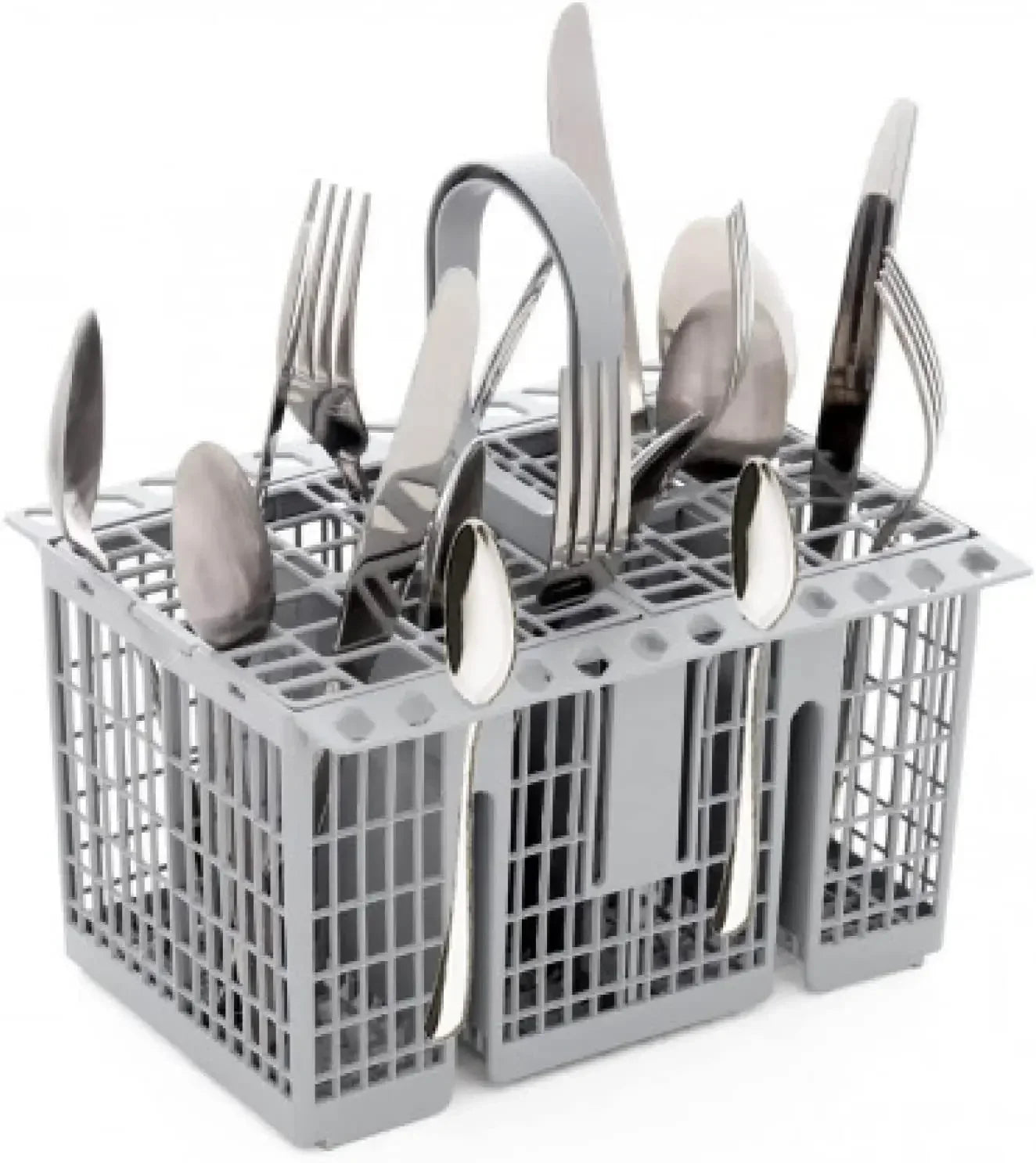 Robuster grauer Besteckkorb mit abnehmbarem Griff – Passgenau & langlebig