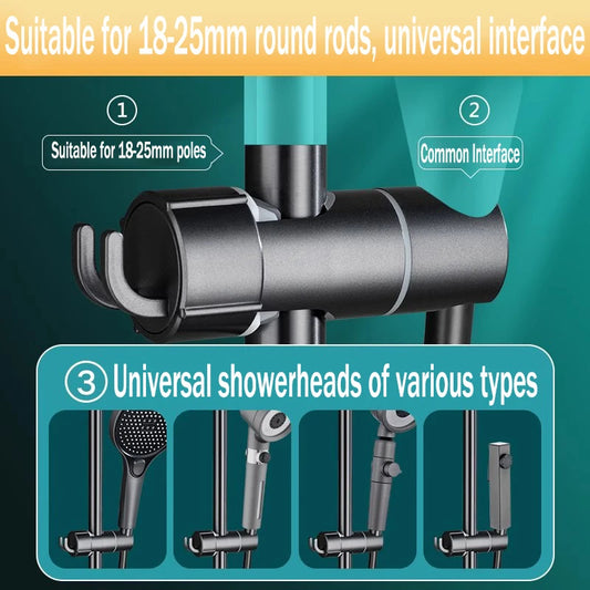 Einstellbarer Duschkopfhalter aus ABS Kunststoff mit Rotation und Schiene-Yabubest - Home & More