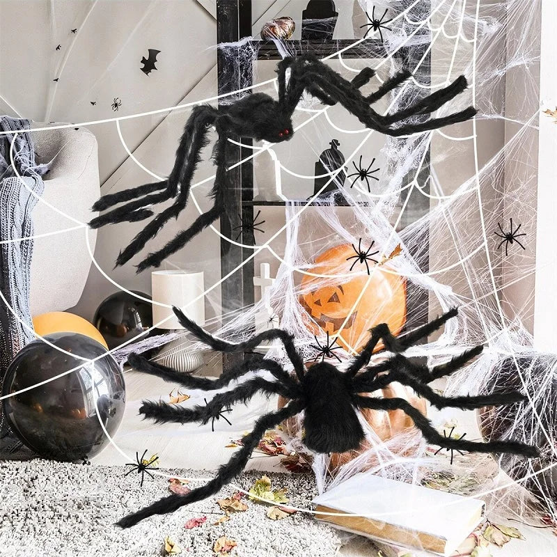 Große Halloween Spinne Deko in verschiedenen Größen für Gruselfeste