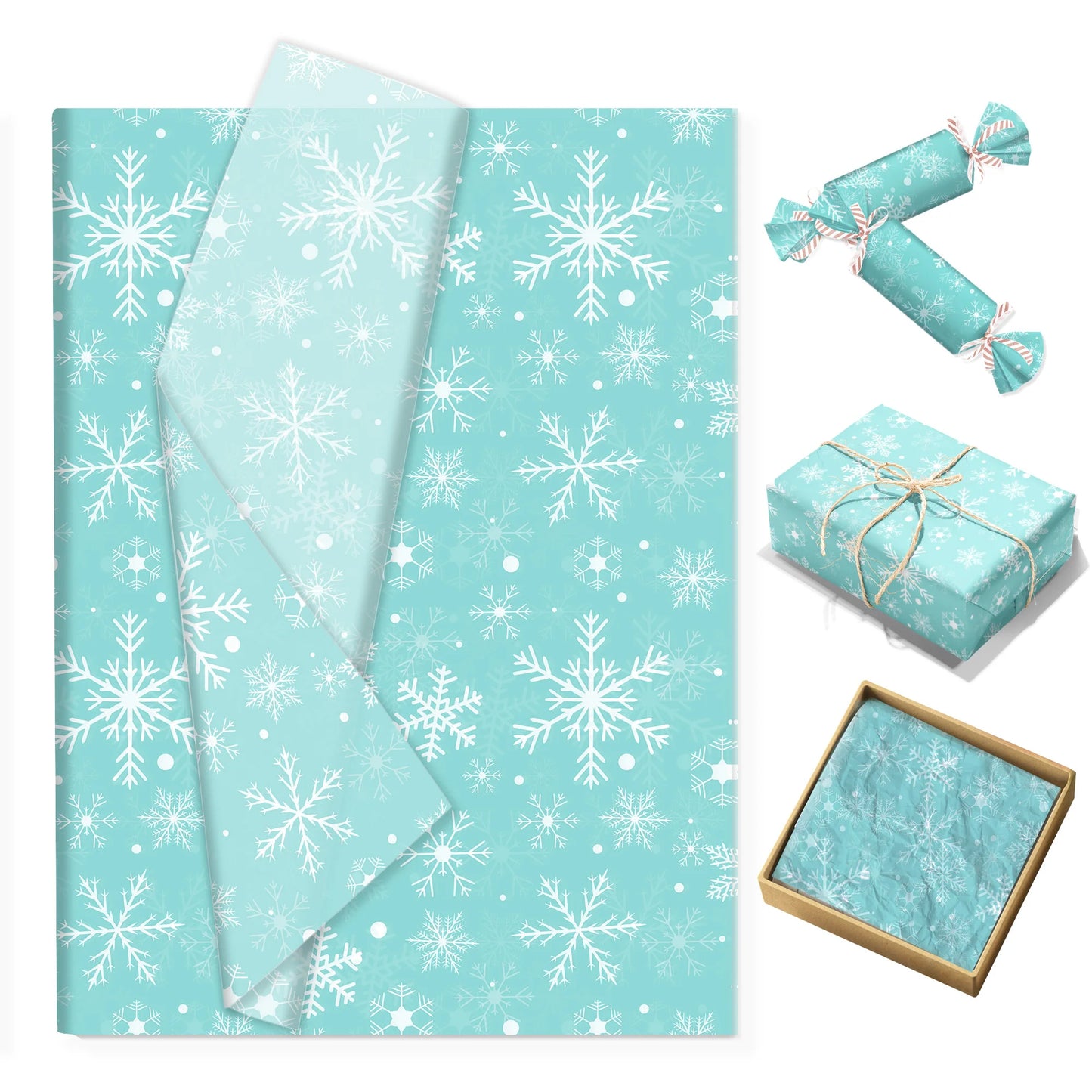 20/50 Stücke Weihnachts-Seidenpapier mit Schneeflocken- & Birnenmuster