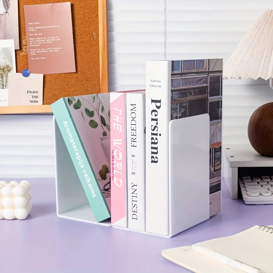 Set 2 große L-förmige Buchstützen für minimalistisches Bücherregal