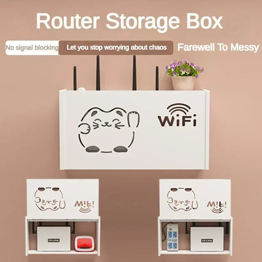 WLAN-Router-Rack Wandmontage Weiß – staubdicht, platzsparend - kabelorganizer