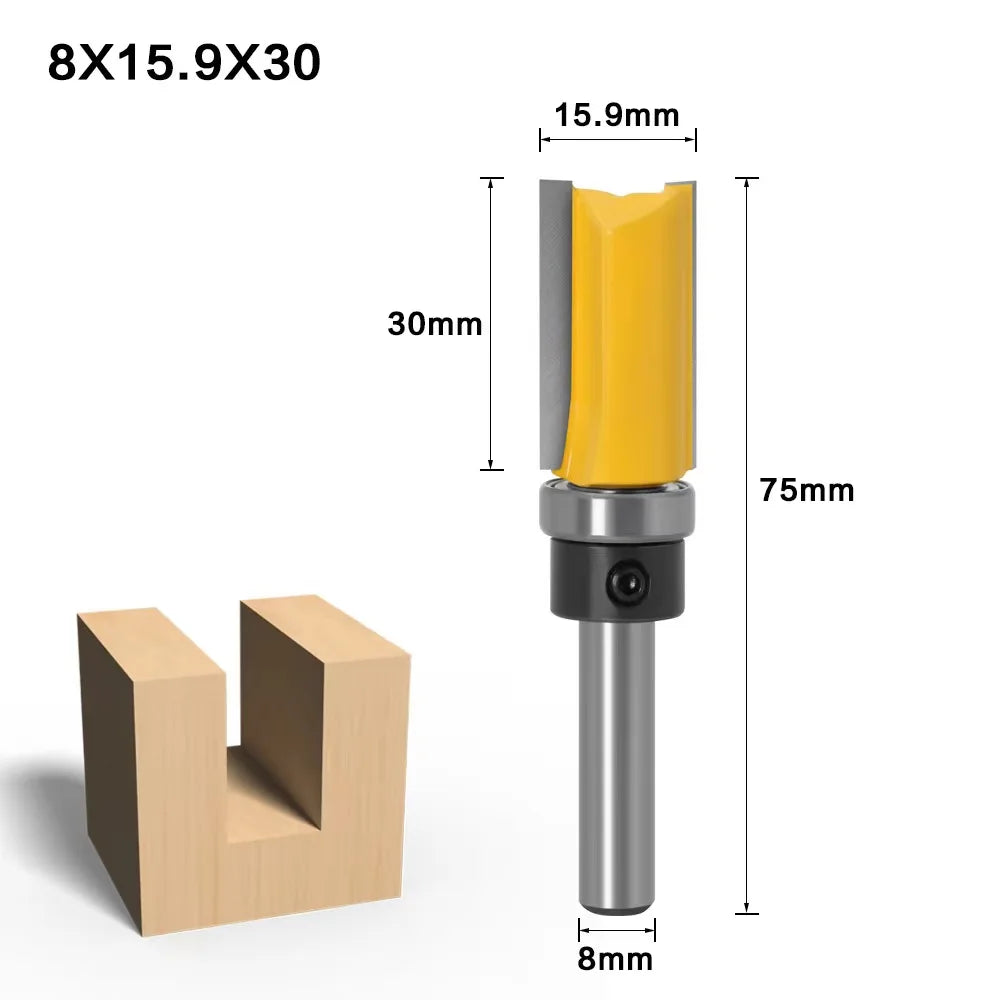 1/4 Zoll 8mm Schaft Langklinge Fräsbit mit Lager für Holzarbeiten