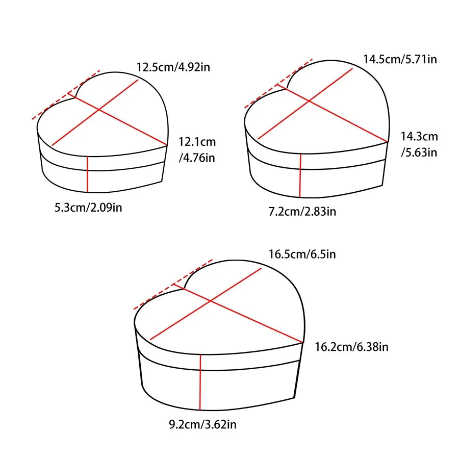 3er Set Rosa Herz Geschenkboxen mit Deckel Stapelbar Karton