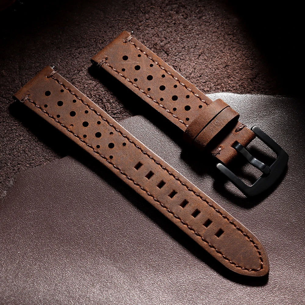 Vintage handgefertigtes Uhrenarmband aus Leder in 18 bis 24 Milli