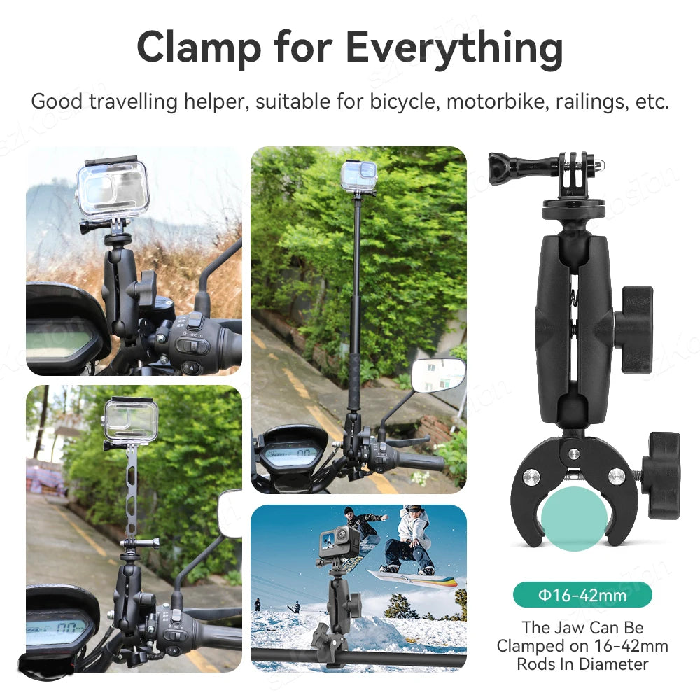 Action Kamera Halterung Fahrrad Motorrad Lenker Selfie Stick Einbeinstativ