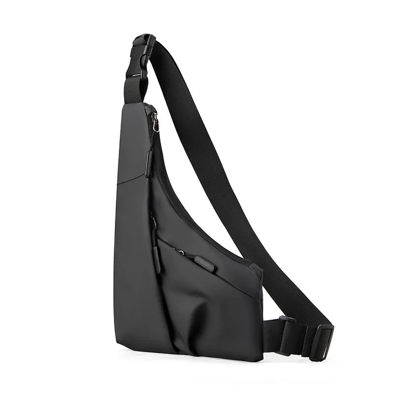 Sicher - Leicht: Anti-Diebstahl Brusttasche Herren aus wasserdichtem Nylon, Schwarz/Grau