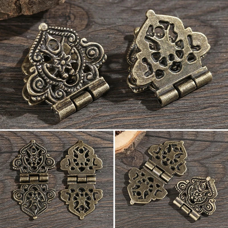 5er Set dekorative Bronze Scharniere für Holzkisten und Schmuckboxen