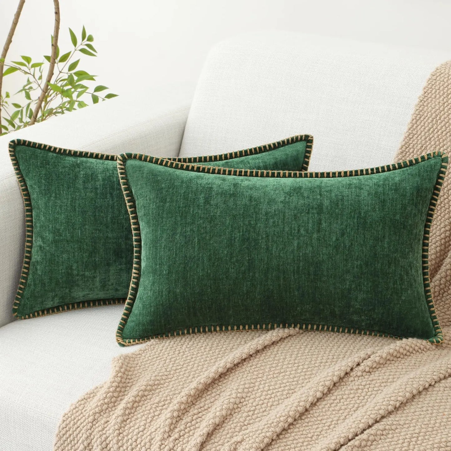 Weiche Chenille-Kissenbezüge 45,7 x 45,7 cm im 2er-Set für komfortable Dekoration
