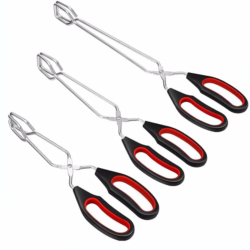 Vielseitige 3er-Grill-Scherenzangen aus Edelstahl mit rutschfestem Griffset