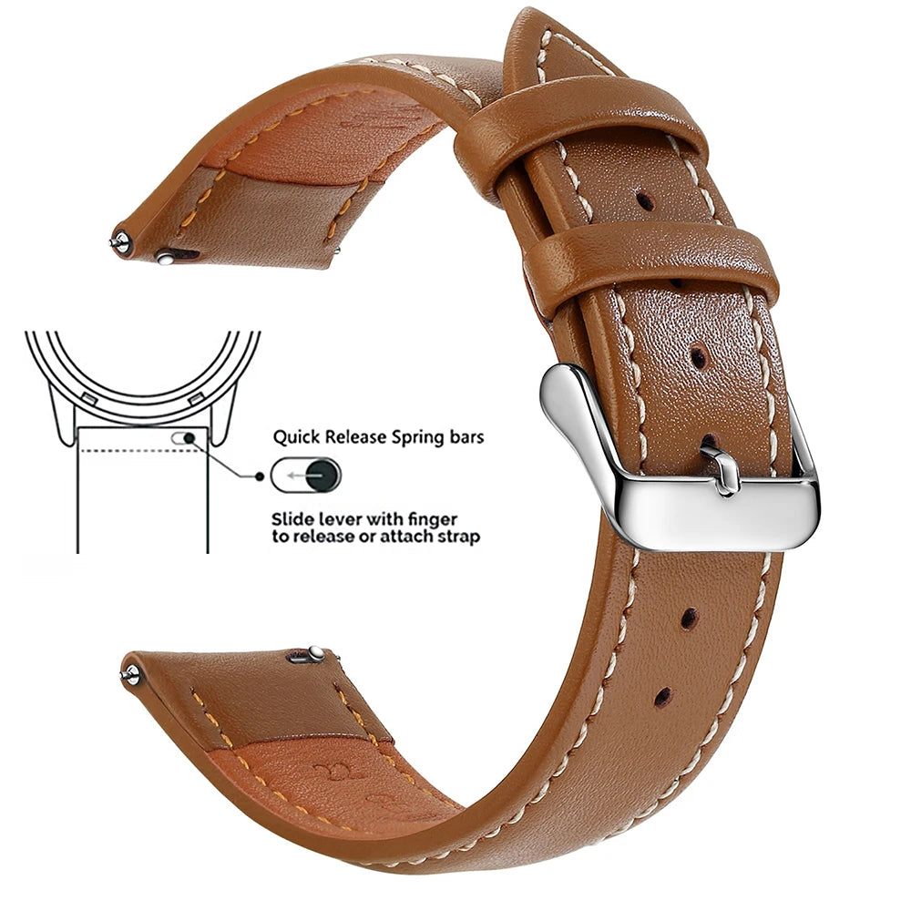 Echtleder Uhrenarmband Schnellverschluss 18/20/22mm für viele Smartwatches
