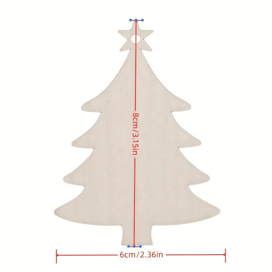 10er Set Holz Weihnachtsbaum Formen zum Basteln und Dekorieren