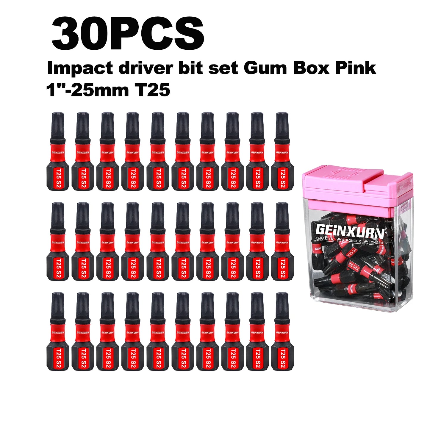 30x Magnetisches Impact Torx Bit Set S2-Stahl T10-T30 Werkzeug
