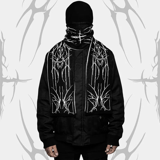 Warmer gestrickter Winterschal mit kreativem Muster und Quasten