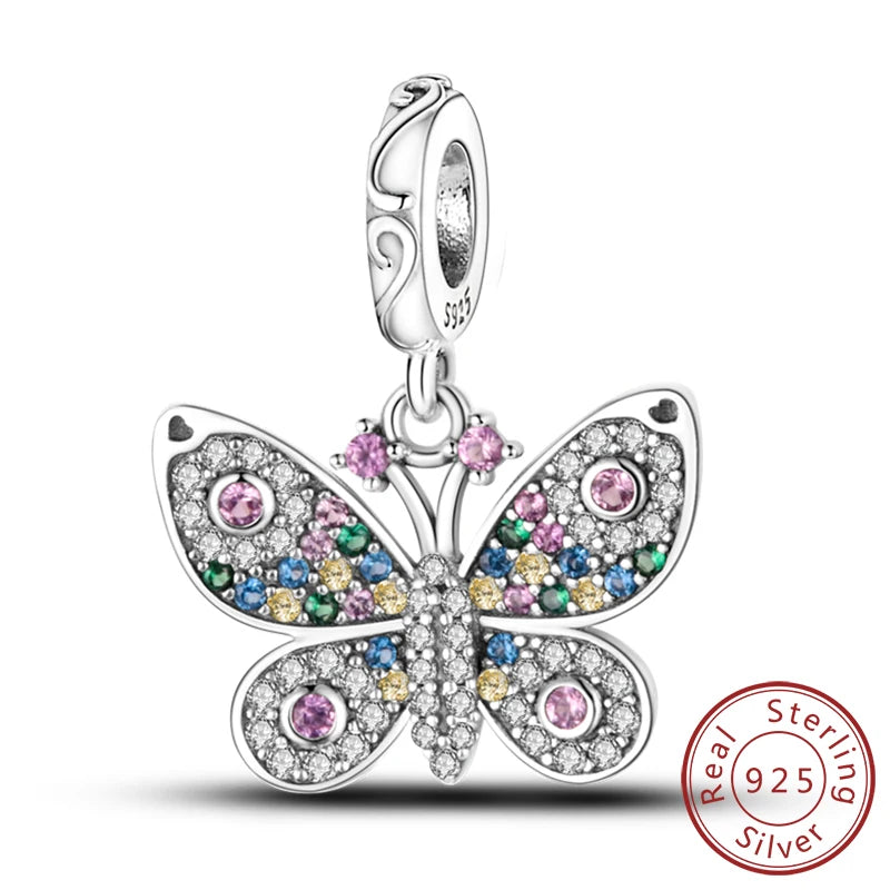 Funkelnder Schmetterlings-Charm aus 925 Sterlingsilber mit Zirkon – Elegant - Leicht