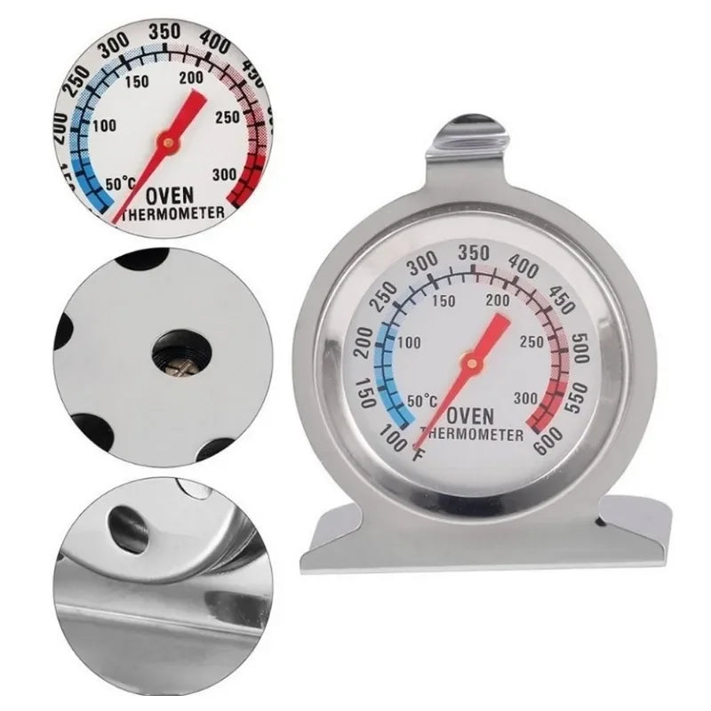 Haushaltsthermometer aus Edelstahl mit großem Zifferblatt für Ofen und Küche