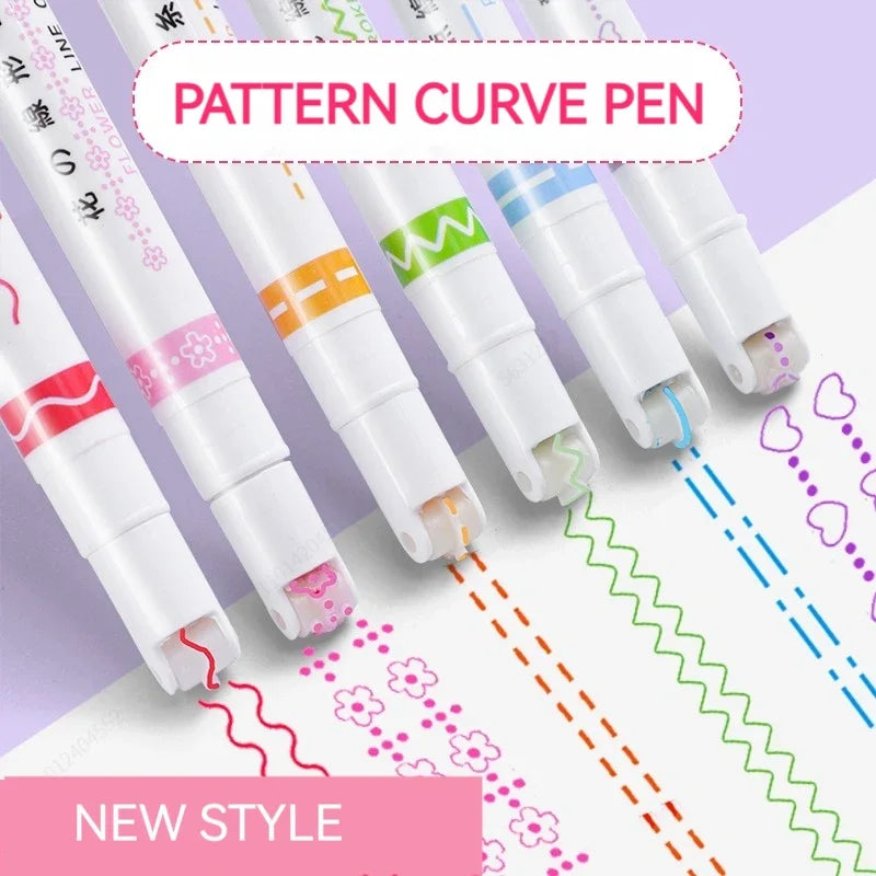 Kawaii Blumen-Highlighter Set 6 Farben mit Roller Spitze – Perfekt für Schule & Büro