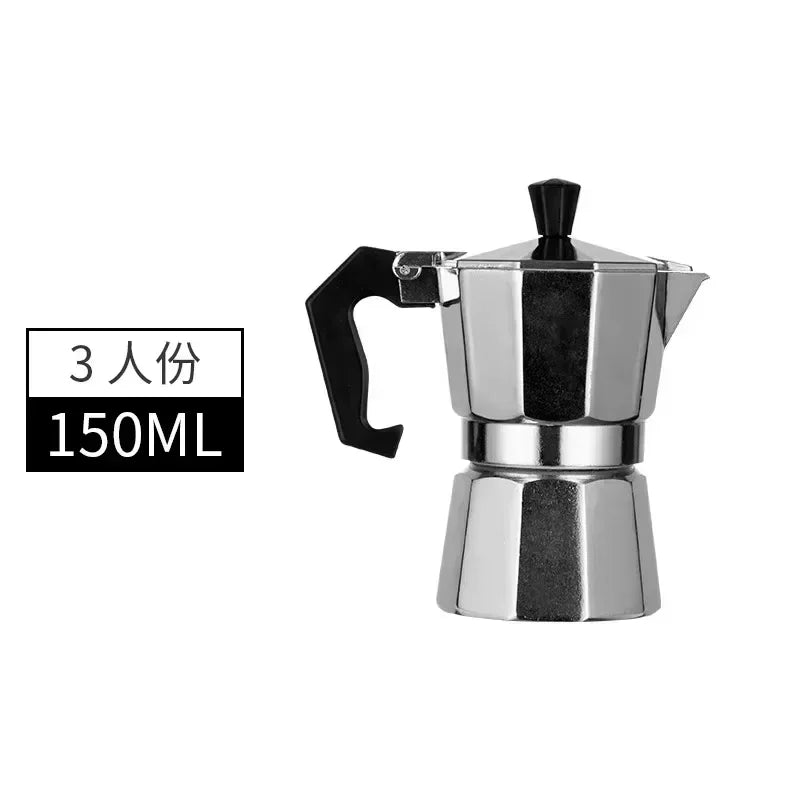 Italienischer Edelstahl Moka Pot – Induktionstauglich, 50-600 ml, Aromatisch