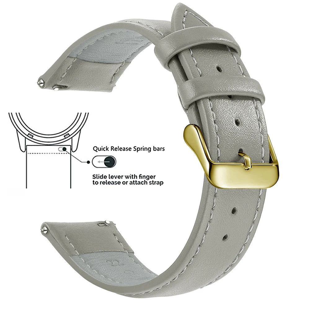 Echtleder Uhrenarmband Schnellverschluss 18/20/22mm für viele Smartwatches