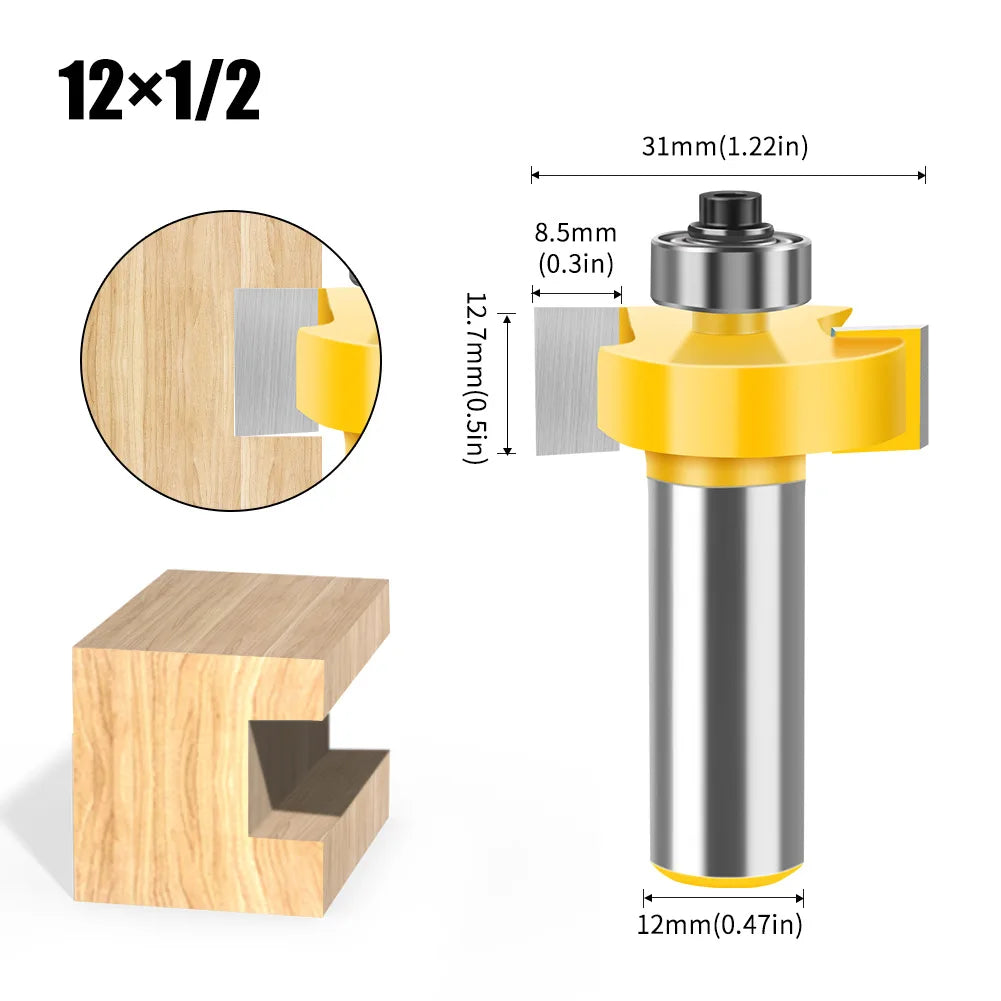 Doppel-rand T-förmiger Fräser mit 6mm und 12mm Schaft für Holzarbeiten