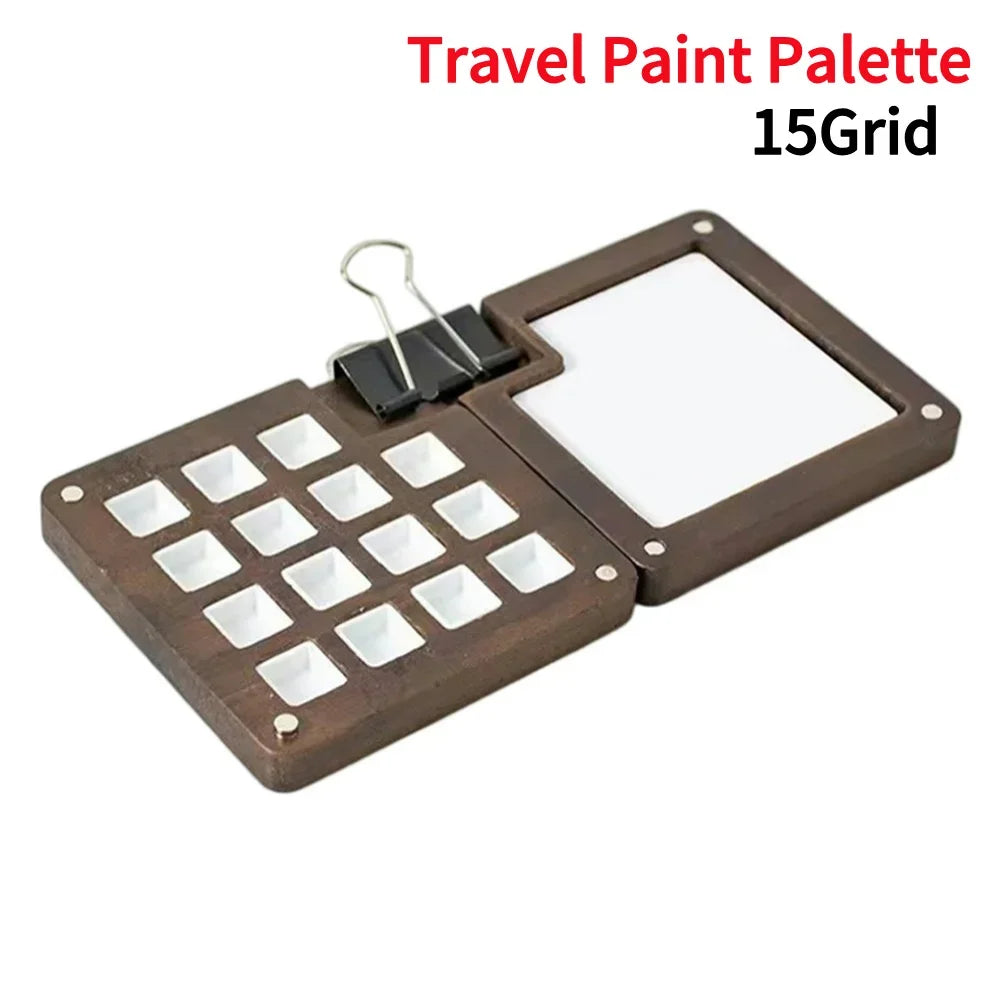 Tragbares Mini Aquarell-Palette Set mit Skizzenbuch und Binder-Clips