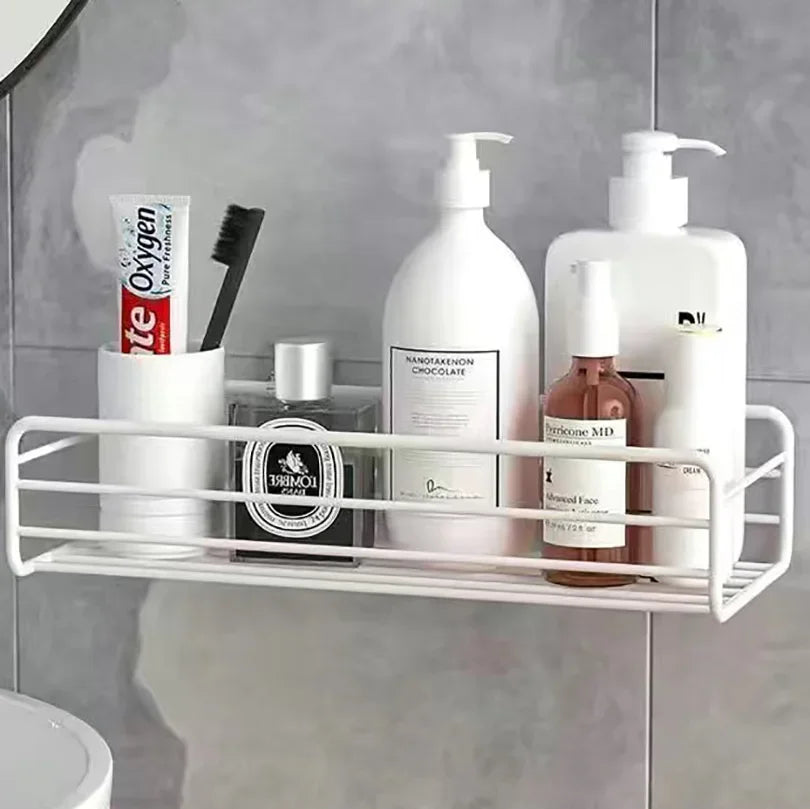 Bad Lieferungen Schwimmende Wand Regal Metall Organizer Warenkorb Badezimmer Dusche Vorhang Küche Lagerung Organisatoren Kommode