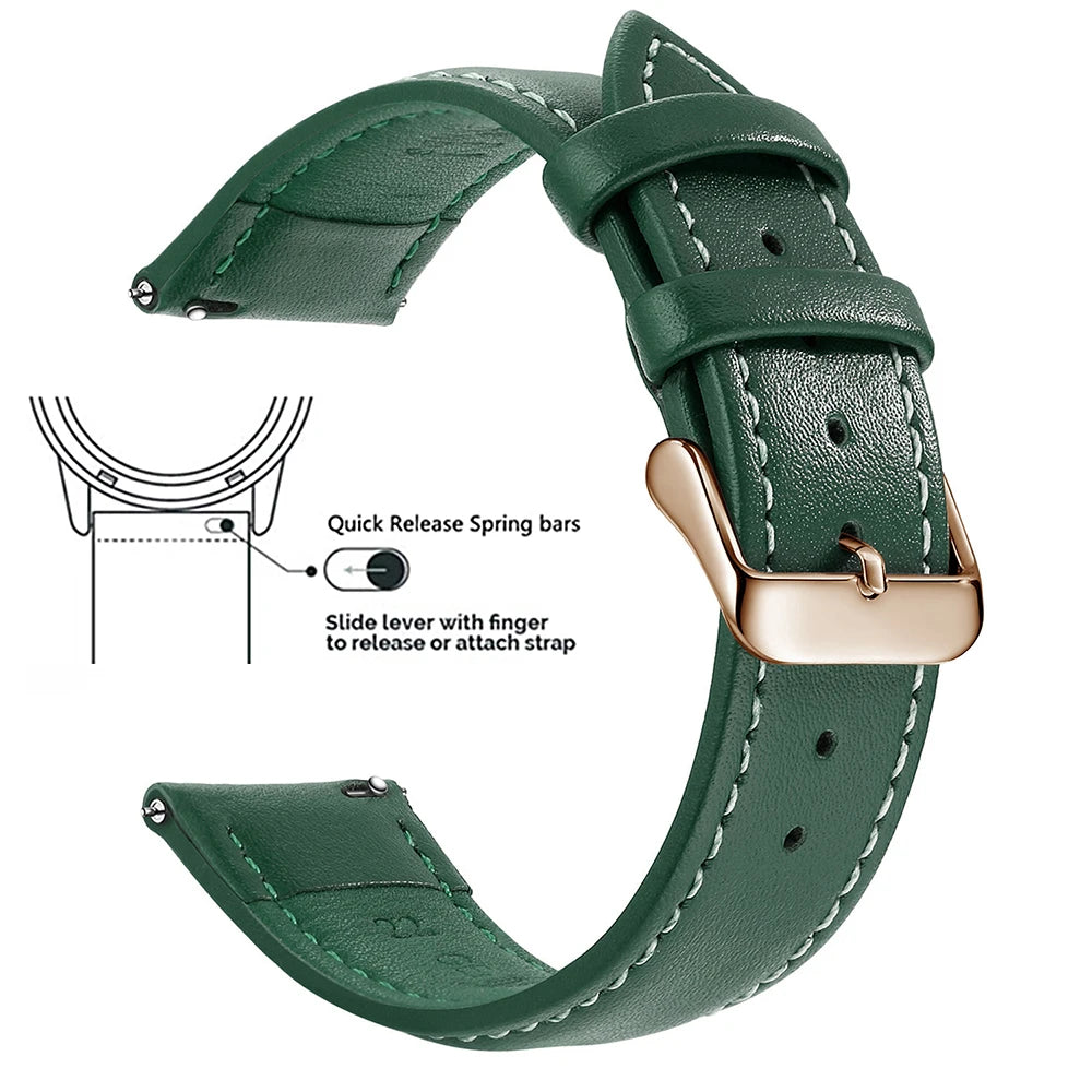 Echtleder Uhrenarmband Schnellverschluss 18/20/22mm für viele Smartwatches