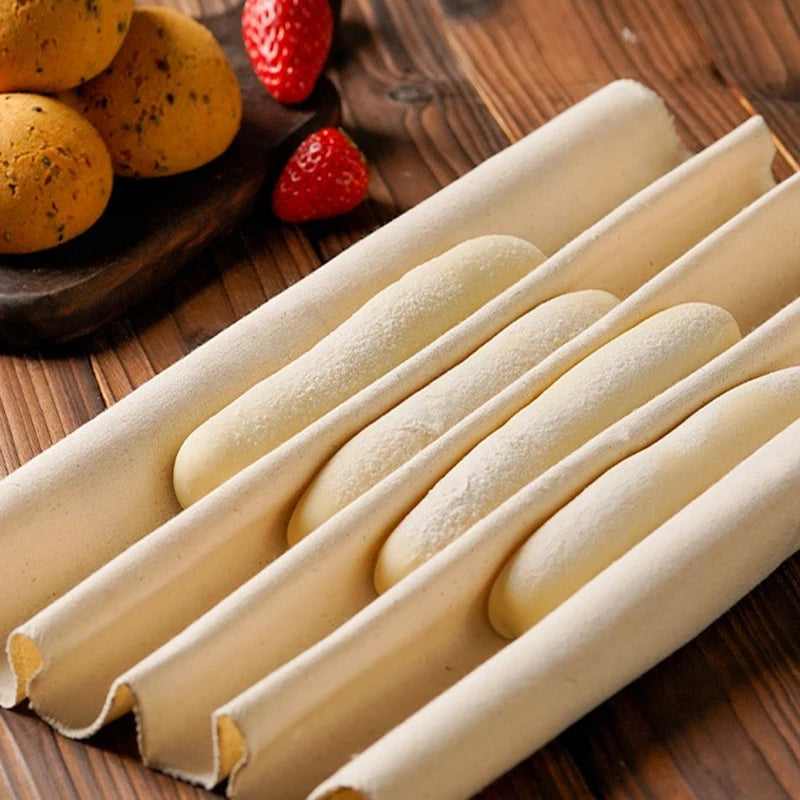 Premium Leinen Gäretuch Set für Brotteig - Baguette, inkl. Schaber