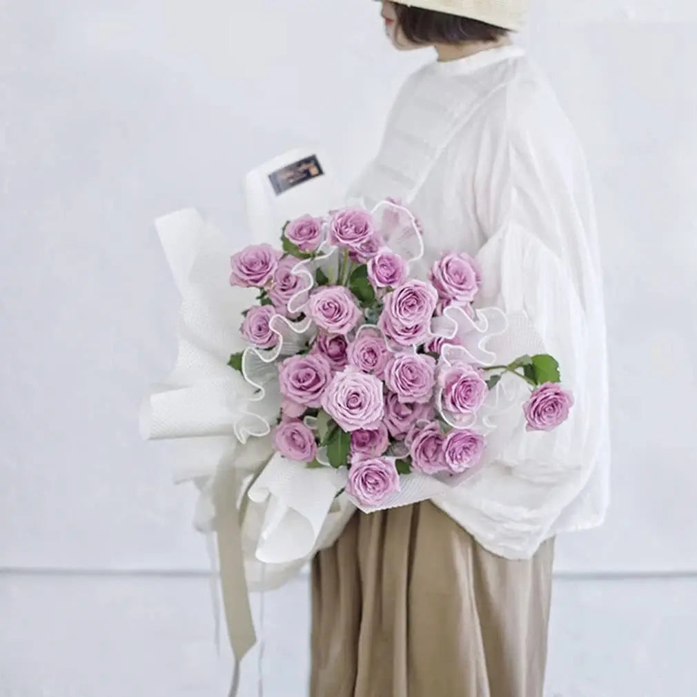 Romantisches Blumen-Verpackungsset in Rosa mit Perlmuttpapier - Netz für Anlässe