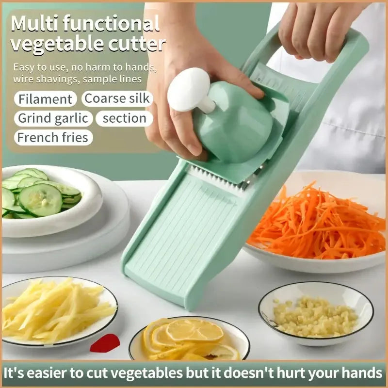 Multifunktionaler Gemüseschneider mit 5 Edelstahlklingen – Schnell - Ergonomisch
