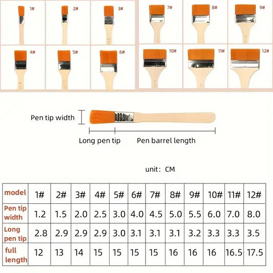 12-teiliges Nylon Pinsel Set für Acryl Öl Aquarell Malerei
