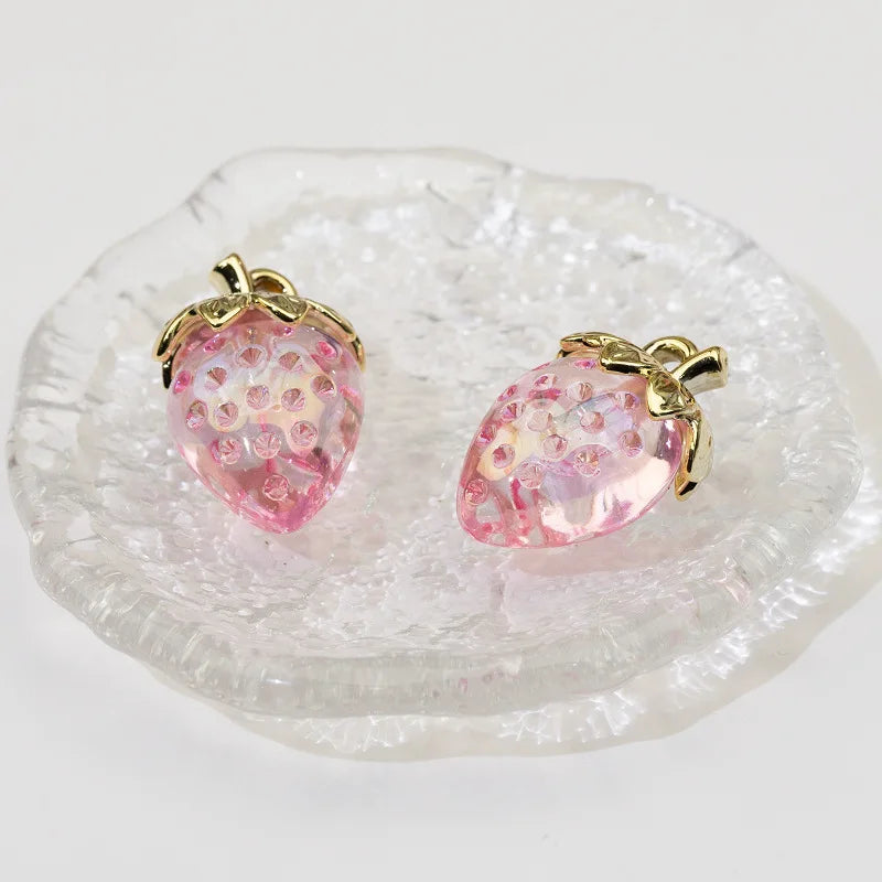 Rosa Erdbeere Charms 5er Set für DIY Schmuck Ohrring Armband