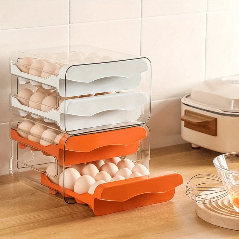 Platzsparend - Sicher: 2-Schicht Eierbox für 32 Eier, transparent - stapelbar