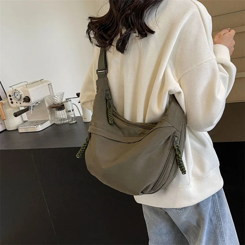 Hohe Kapazität Nylon Umhängetasche Damen – Robust, Soft - Vielseitig mit Reißverschluss