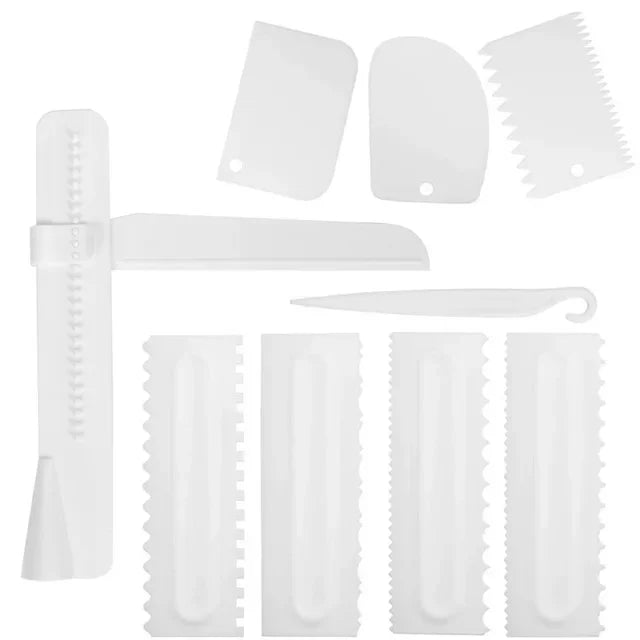 Kunststoff Cremeschaber Set 4/9 Teile Backen Kuchen Dekoration Profi